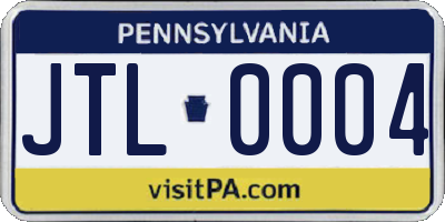 PA license plate JTL0004