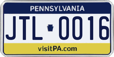 PA license plate JTL0016