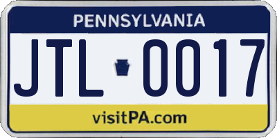 PA license plate JTL0017