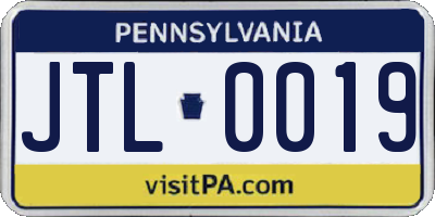 PA license plate JTL0019