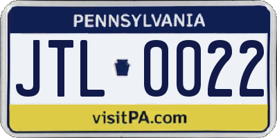 PA license plate JTL0022