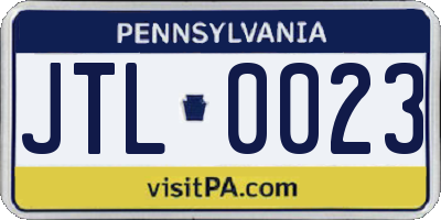 PA license plate JTL0023