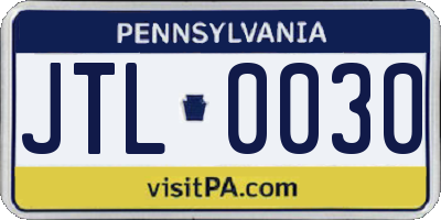 PA license plate JTL0030