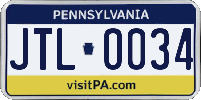 PA license plate JTL0034