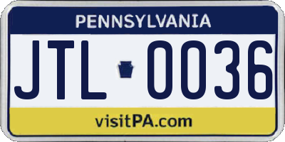 PA license plate JTL0036