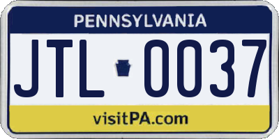 PA license plate JTL0037