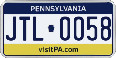 PA license plate JTL0058