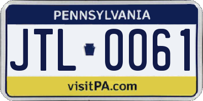 PA license plate JTL0061