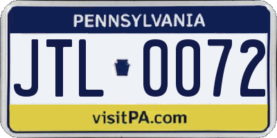 PA license plate JTL0072