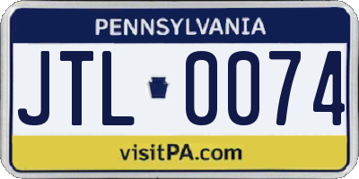 PA license plate JTL0074