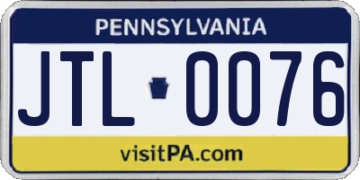 PA license plate JTL0076