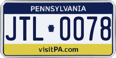 PA license plate JTL0078