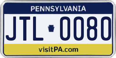 PA license plate JTL0080