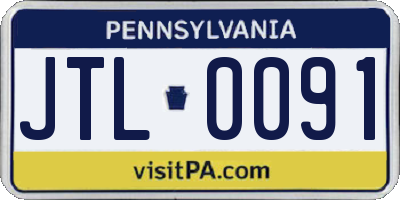 PA license plate JTL0091