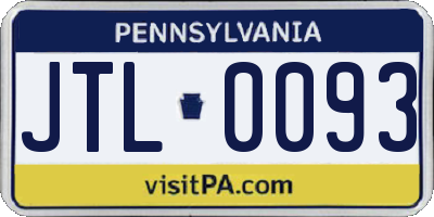 PA license plate JTL0093
