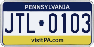 PA license plate JTL0103