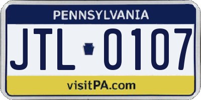 PA license plate JTL0107