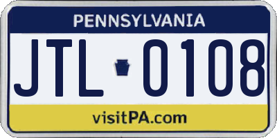 PA license plate JTL0108
