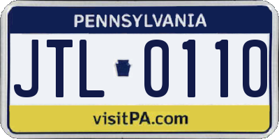 PA license plate JTL0110