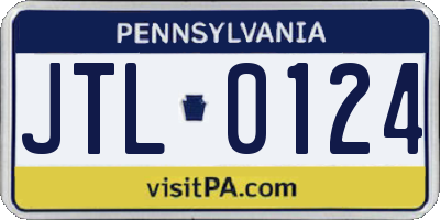 PA license plate JTL0124
