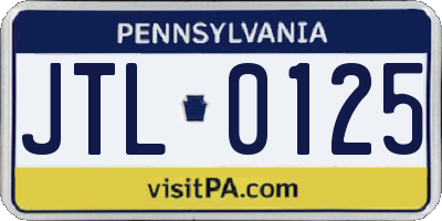 PA license plate JTL0125