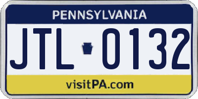 PA license plate JTL0132
