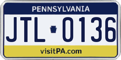 PA license plate JTL0136