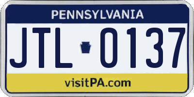 PA license plate JTL0137