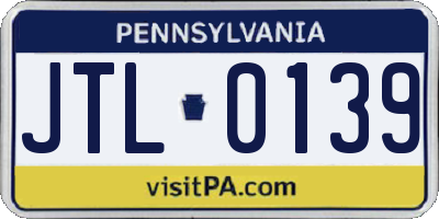 PA license plate JTL0139