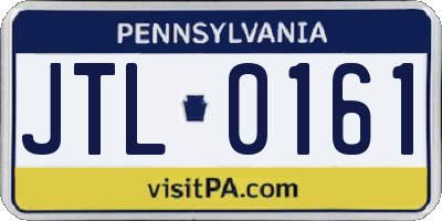 PA license plate JTL0161