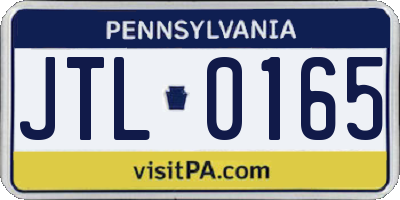 PA license plate JTL0165