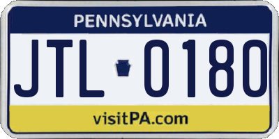PA license plate JTL0180