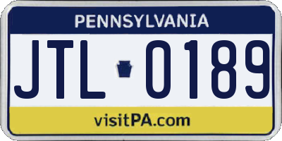 PA license plate JTL0189
