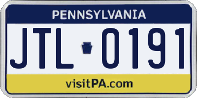 PA license plate JTL0191