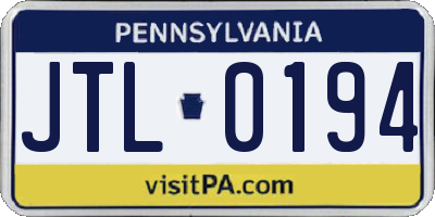 PA license plate JTL0194