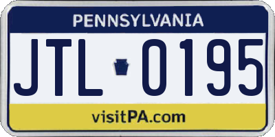 PA license plate JTL0195