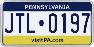 PA license plate JTL0197