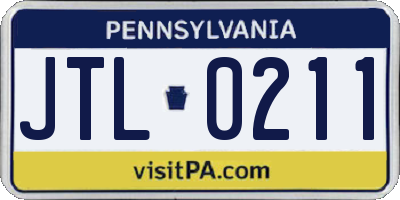 PA license plate JTL0211
