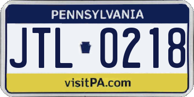 PA license plate JTL0218