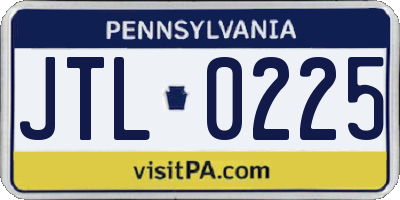 PA license plate JTL0225