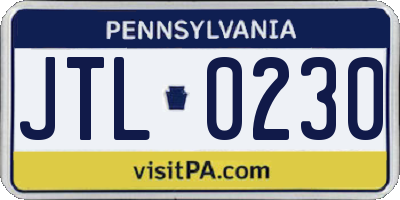 PA license plate JTL0230