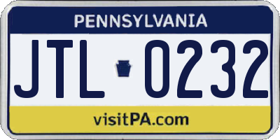PA license plate JTL0232