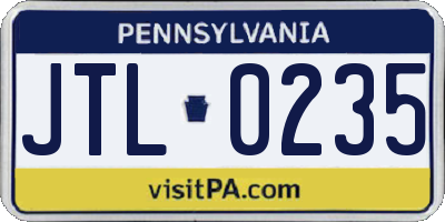 PA license plate JTL0235