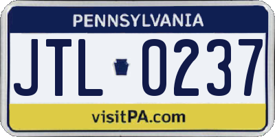 PA license plate JTL0237