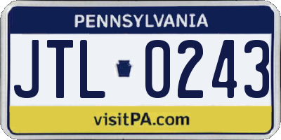 PA license plate JTL0243