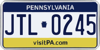 PA license plate JTL0245