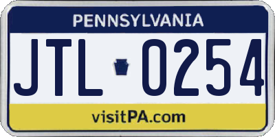 PA license plate JTL0254