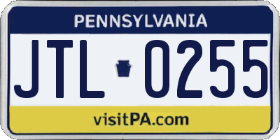 PA license plate JTL0255