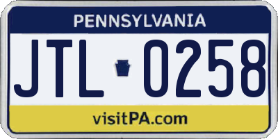 PA license plate JTL0258