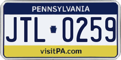 PA license plate JTL0259